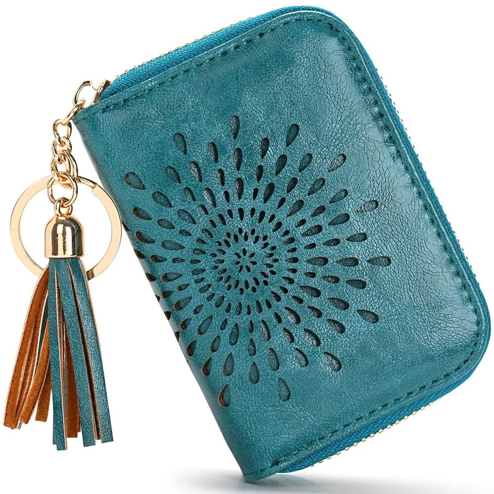7413 RFID Credit Card Holder Zipper Card Case Keychain Small Wallet 1927